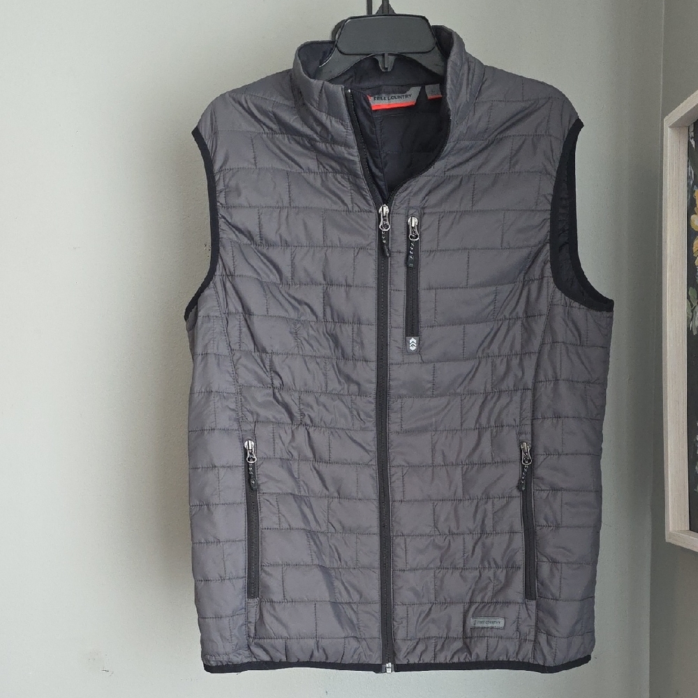 Free Country Men's Charcoal Quilted Vest Size Large